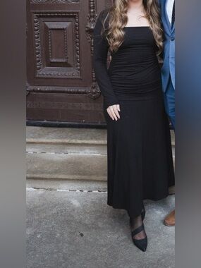 Park & Fifth Classic Black Long Stretchy Women's Dress